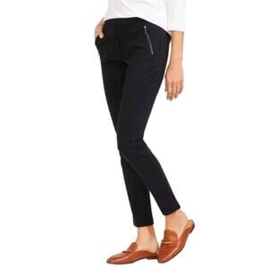 J.McLaughlin Ross Pant Women 4 Navy Stretch Slim Tapered Zip Pocket Pull-On Chic